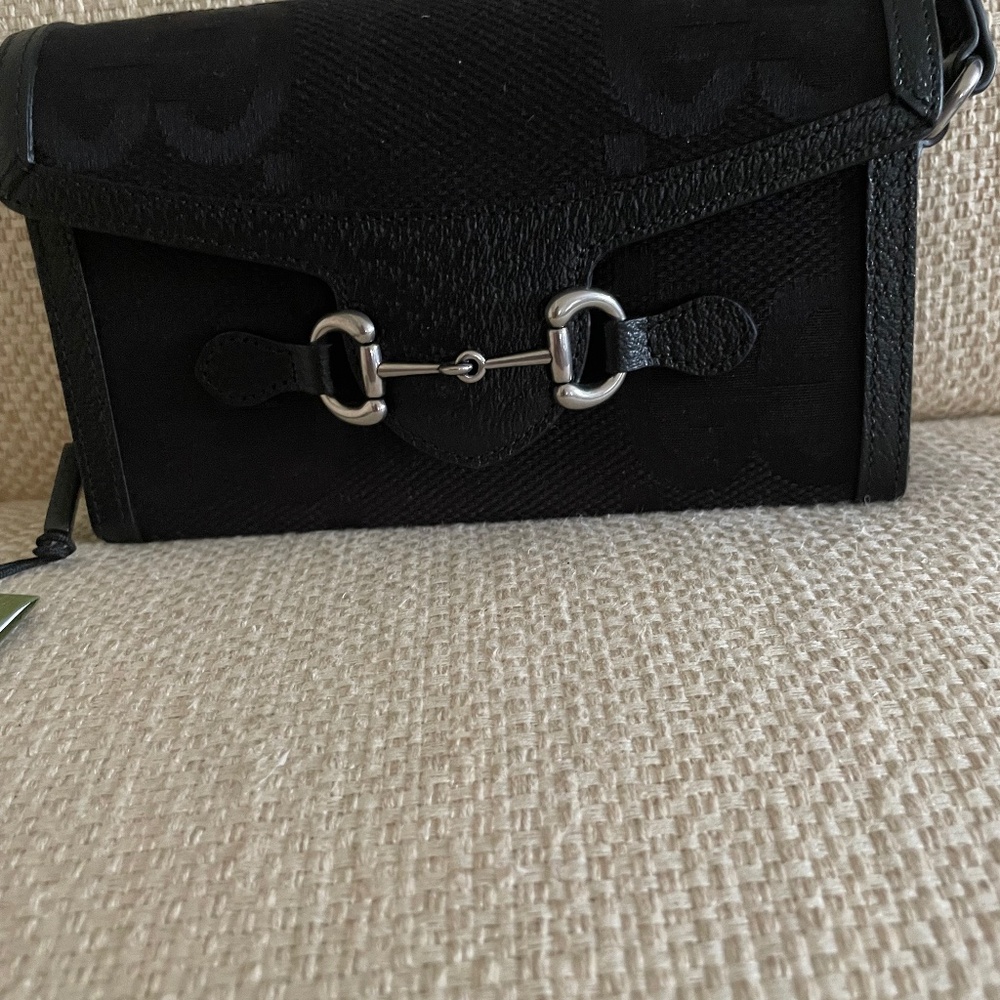 Gucci Horsebit 1955 Flap Crossbody Bag Jumbo GG Canvas Mini